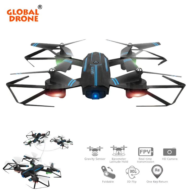 

Global Drone 2.4G 4CH RC Helicopter Real Time Foldable Selfie Wifi FPV Drone with Camera High Hold Mode Quadcopter Dron