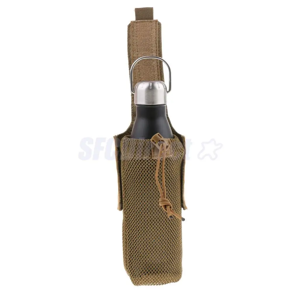 Outdoor Foldable Mesh Water Bottle Carrier Drinking Bottle Pouch Molle Bag Holder for Hunting Fishing Vest Belt