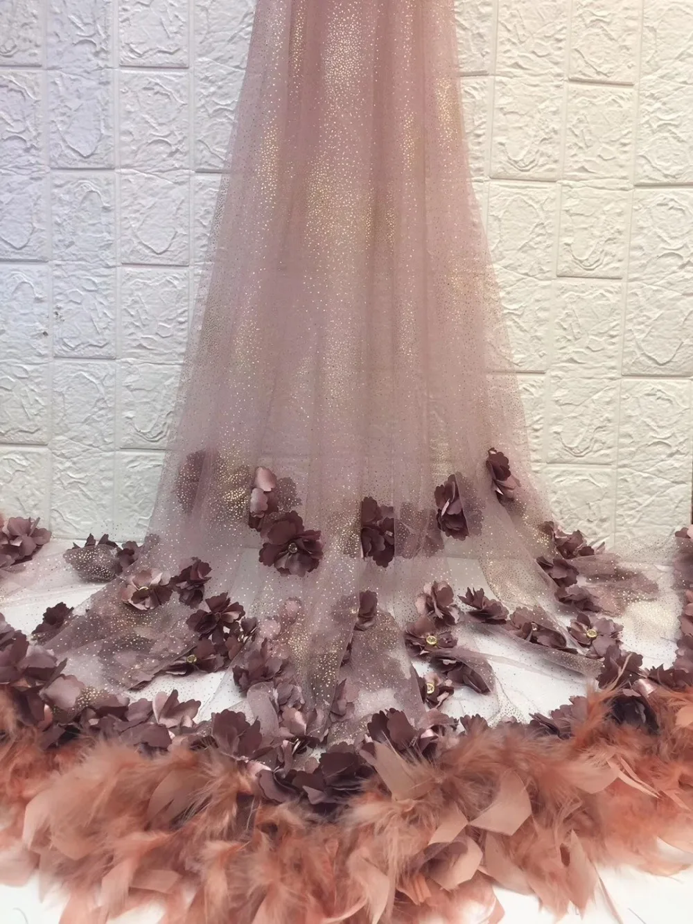 

French lace fabric 5yds/pce dhl 3d petal fringe net fabrics women gorgeous luxury party event asoebi dress 2019 new high quality