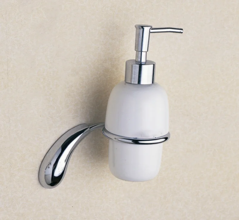 Хромированный набор оборудования для ванной комнаты, латунный дозатор мыла для душа, кольцо для полотенец, крючок для халатов, вешалка, настенный держатель для туалетной щетки и бумаги - Цвет: soap dispenser