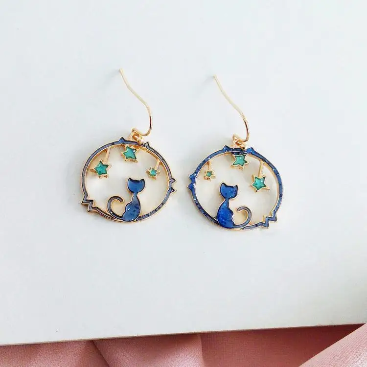 

fashion jewelry accessories cute star kitty cat earrings for women