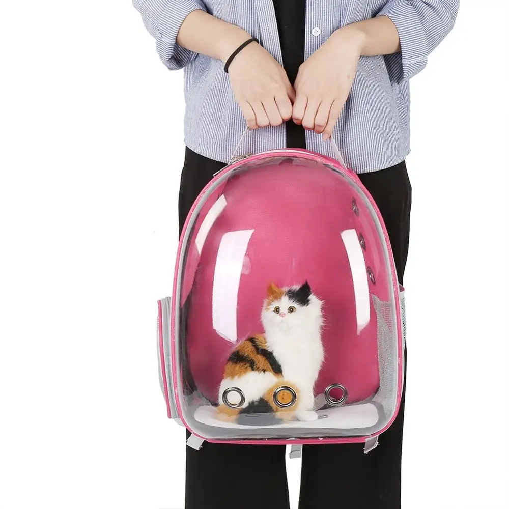 

Beautiful Breathable Pet Cat Bag Portable Outdoor Travel Puppy Cat Backpack Transparent Space Cat Carrier
