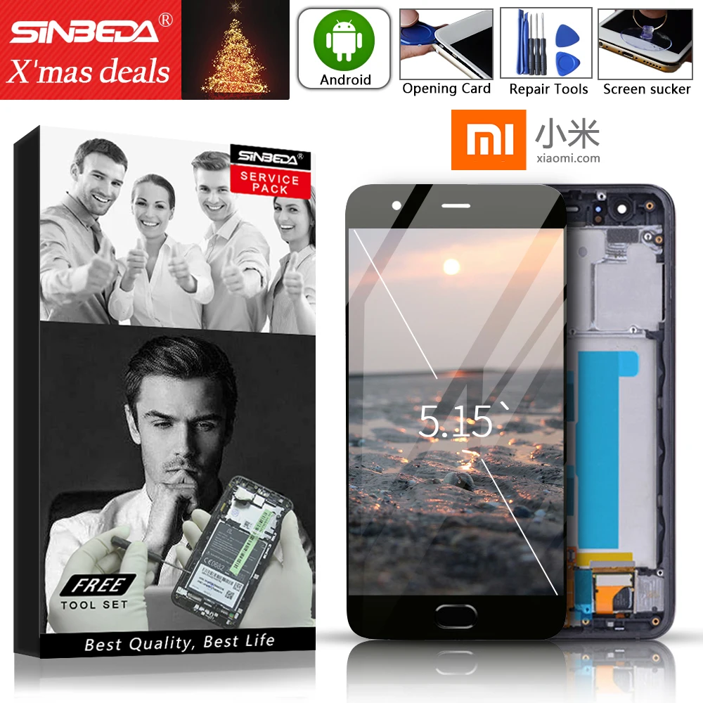 

Original For XIAOMI Mi6 LCD Display Touch Screen with Frame Digitizer Fingerprint Sensor For Xiaomi Mi 6 LCD Display Mi6 Display