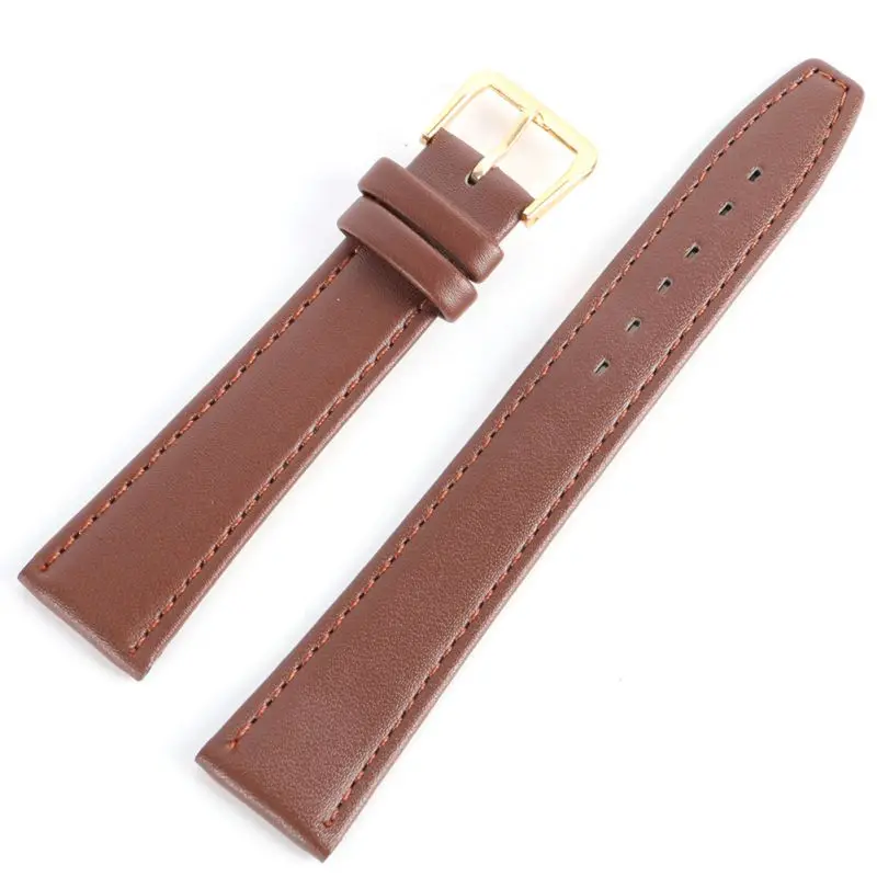 

Men Women Durable Soft Pin Buckle Watch Strap PU Leather Watchband Black & Coffee 12 -20 mm