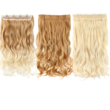 

Alileader 20" Long Body Wave Ombre Clip Hair Extensions Pink Blonde Black Color Synthetic Hair 5 Clips Rainbow Hair For Women