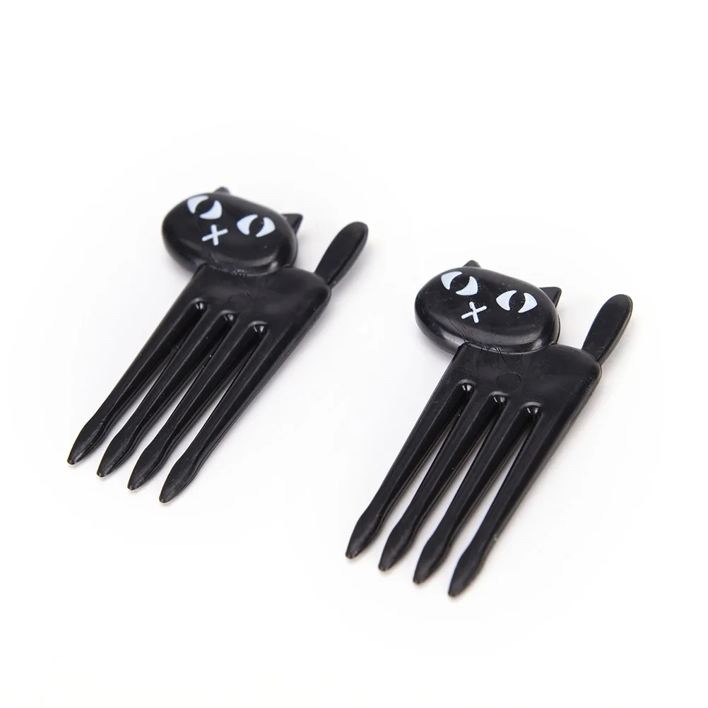 6pcs/lot Mini Animal Fork Fruit Picks Cute Black Cat Children Fork Lunch Box Bento Decor