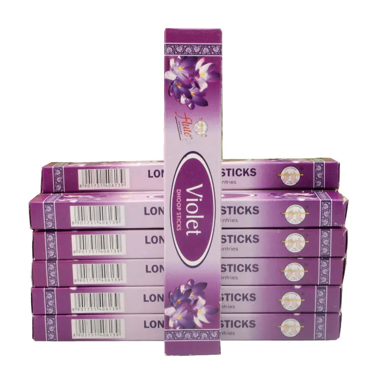 Флейта 120 палочек/упаковка фиолетовый аромат ящик ладан(Dhoop) из индийского природного ручной ароматический саше для антисептика