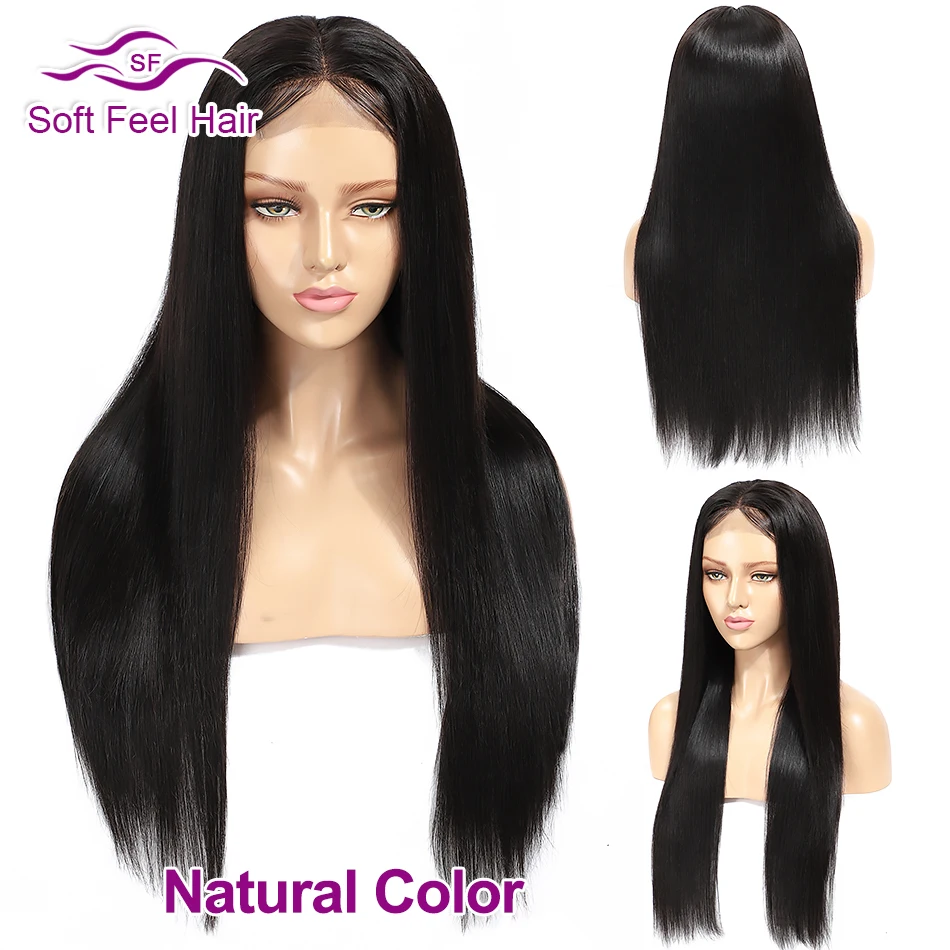 Soft Feel Hair 4x4 Closure Wig Ombre Human Hair Wigs For Black Women Lace Closure Wig Remy Brazilian Straight Wig Middle Ratio