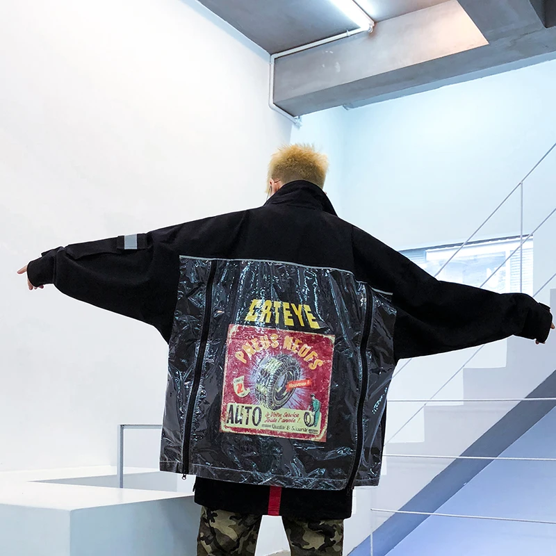 Réfléchissant La Hommes hop Travail Lâche À De Ins Hip Veste Gris Personnalité Mode Vêtements Nouveau Discothèque 2019 Avec Retour jRA354Lq