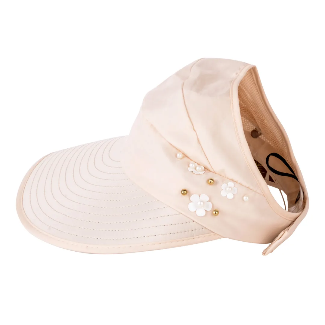Summer Wide Brim Hat Visor Cap Foldable Fower Beach Sun Hat Women Outdoor Anti-UV hats BBYES