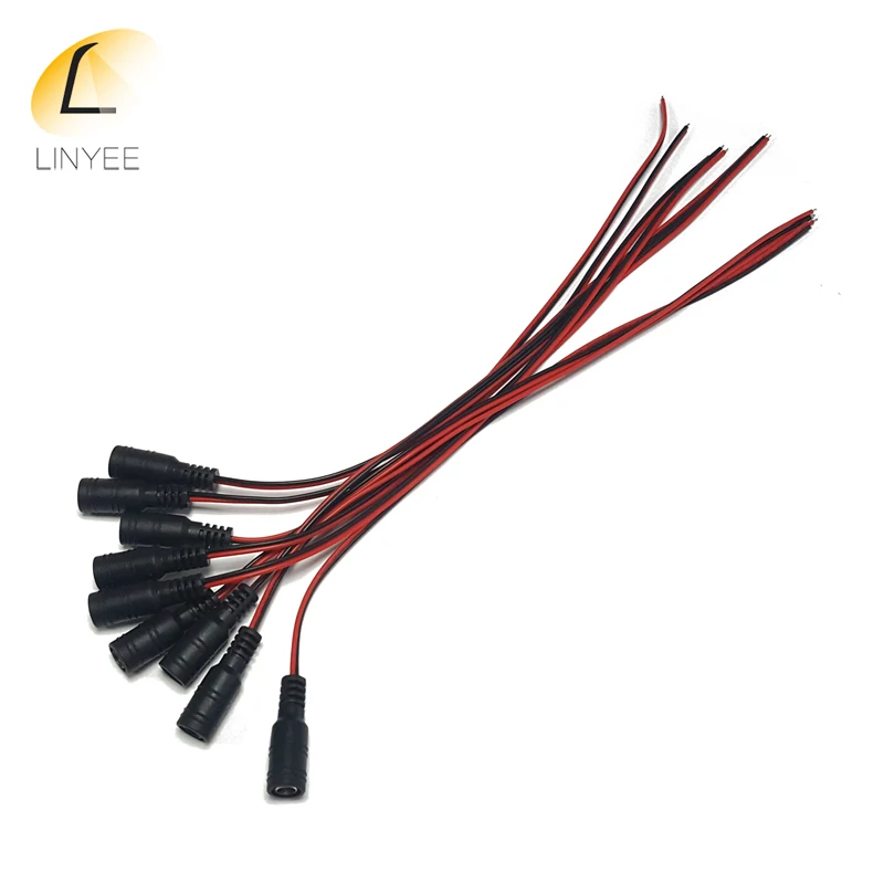 

5pcs Female 5.5*2.1 mm DC Plug 12V Adapter Power Pigtail Wire with Solid Copper Core for CCTV Security Camera connector
