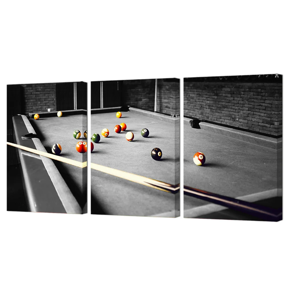 

Visual Art Decor Billiards Ball Pictures Wall Art Black and White Snooker Shooting Pool Painting for Boys Club Room Decor