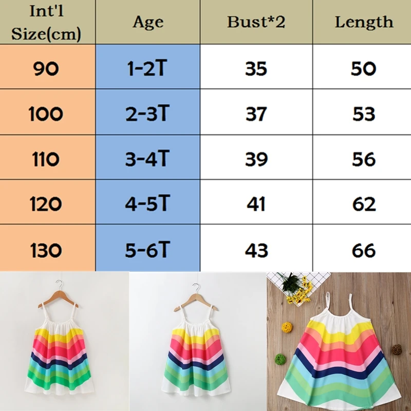 Яркое платье для малышей Летняя одежда для маленьких девочек платье без рукавов вечерние радужные пляжные сарафаны для детей