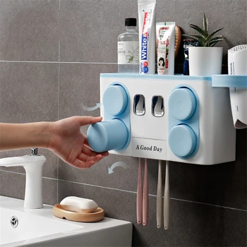 

Creative Automatic Plastic Lazy Toothpaste Dispenser 5 Toothbrush Holder Set Family Set Squeezer Bathroom Accessories 3Colors