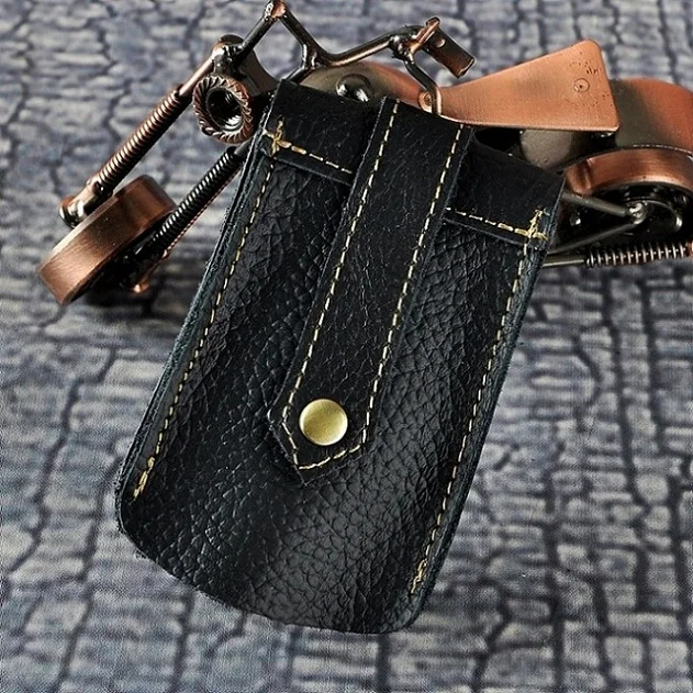 KACDYSI, ручной работы, винтажный кожаный мужской кошелек для ключей от машины, Ретро стиль, мужской чехол для ключей, сумка на талию, ключница - Цвет: Black 2