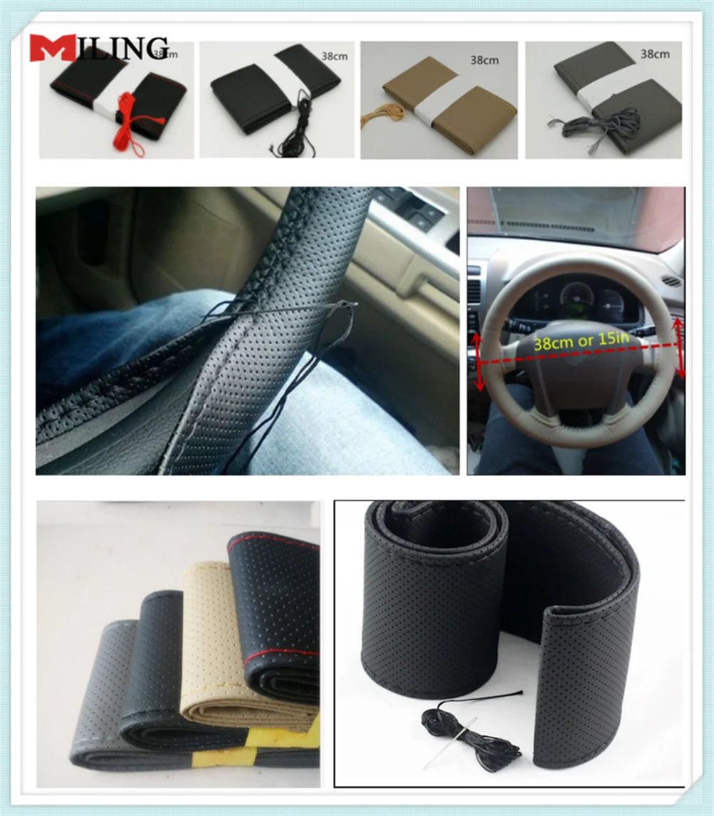 

car accessories Hand sewing steering wheel cover 38CM for Nissan Titan Sentra Rogue Pathfinder Micra