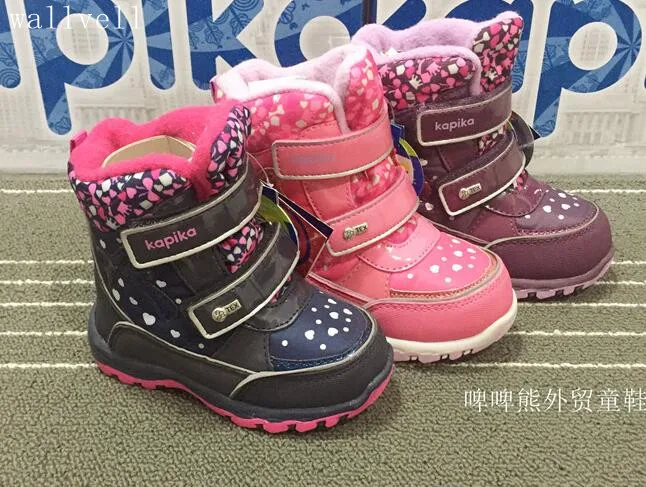 

wallvell Exported to Russian girl snow boots wool inside the children winter thick cotton boots waterproof