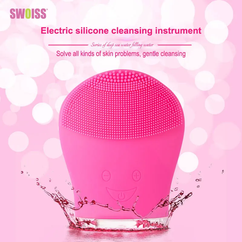

SWOISS Silicone Face Brush Electric Cleaning Ultrasonic Vibration Beauty Device Handheld Charging Facial Cleansing Pore Cleaner