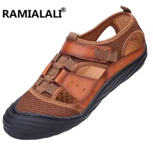 Мужские сандалии из натуральной кожи; Летняя Пляжная Мужская обувь из коровьей кожи; мужские сандалии-гладиаторы; кожаные сандалии; обувь