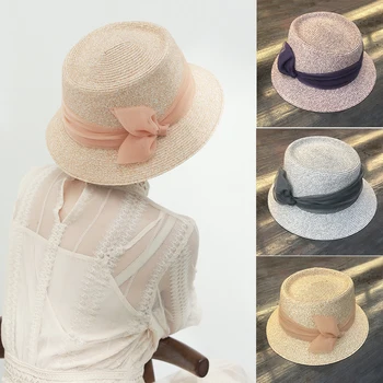 

Summer Girl Women Wide Brim Beach Sun Hat Elegant Straw Bowknot Boho Cap
