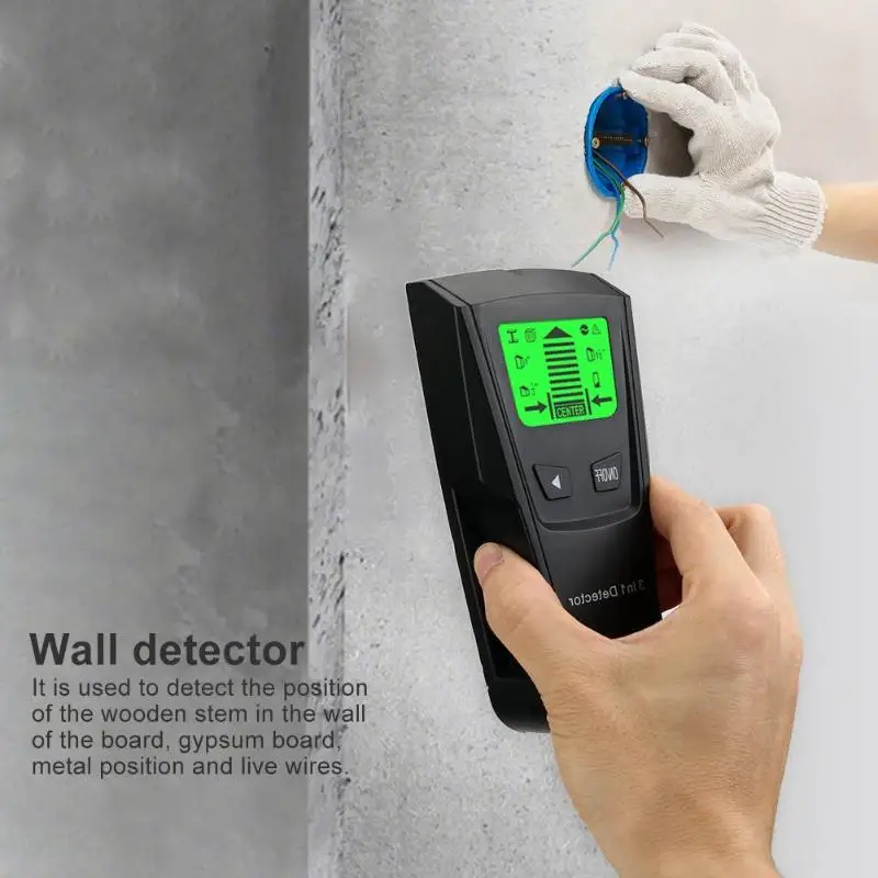 3 In 1 Metal Detector Find Metal Wood Studs AC Voltage Live Wire Detect Wall Scanner Electric Box Finder Wall Detector