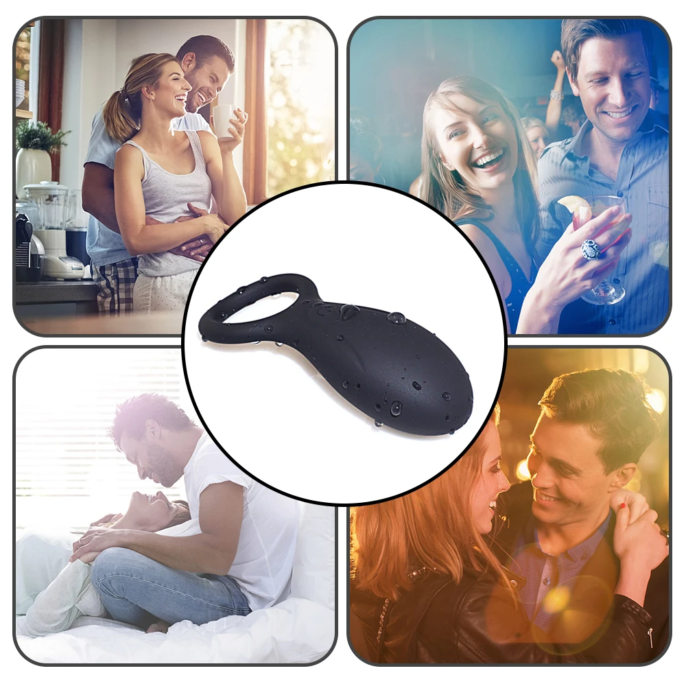 _02Silicone USB Charging 10 speeds Male Vibrating Lock Cock Ring Delay Lasting Penis Ring Vibrator Adult Sex Toys for Men & Couple