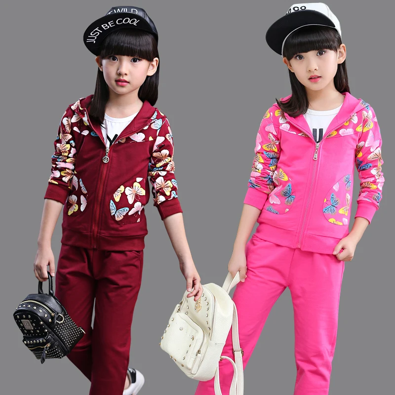 

2018 Spring Fall Children's Clothing Set Girls Fashion Floral Printing Sportswear Kids Sport Suit Casual Outfit Tracksuit A004