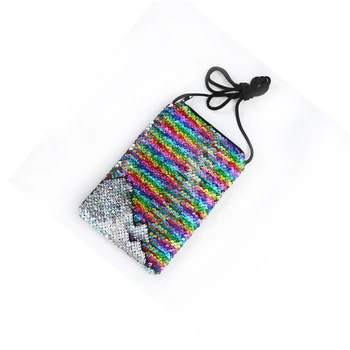 

Simple Fashion Ladies Mini Wallet Slung Shoulder Bag Shiny Sequins Reversible Sequins Change Gift Bag