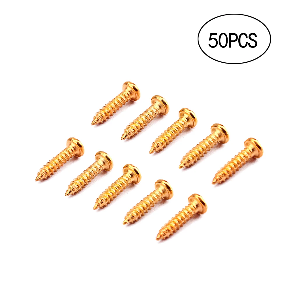

50PCS/Set Tuning Peg Screws Tuning Key Machine Heads Tuner Mounting Screws for Electric /Acoustic Guitar Bass (Golden)
