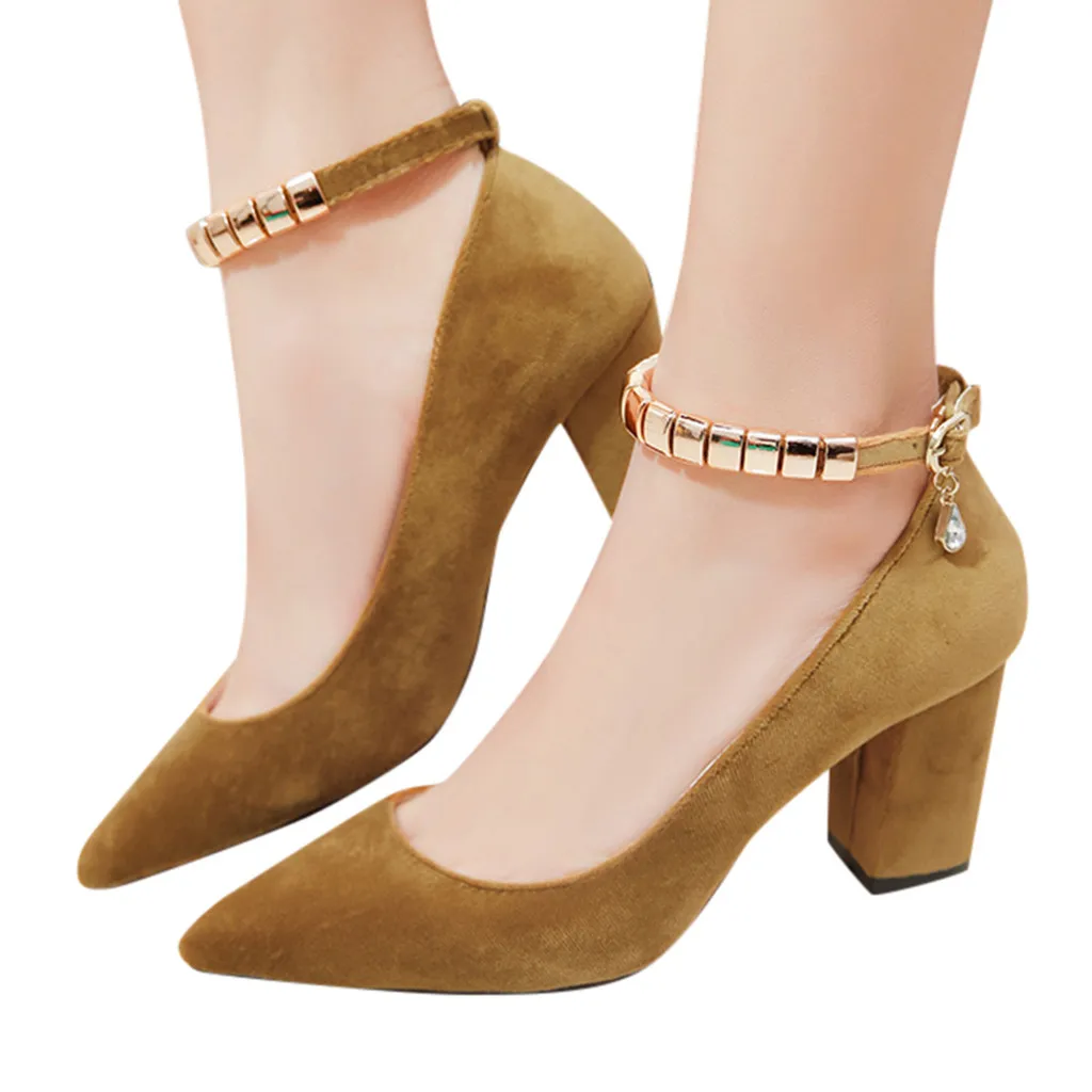 

Jaycosin high heel ladies pointed thick with high heel rhinestone sandals sandals sexy Heels Thick Heels Buckle Strap Shoes