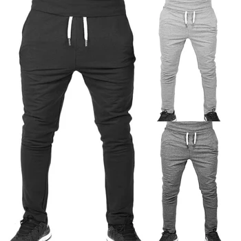 

Men Fitness Trousers Solid Color Slim Fit Breathable Running Pants for Exercise IK88