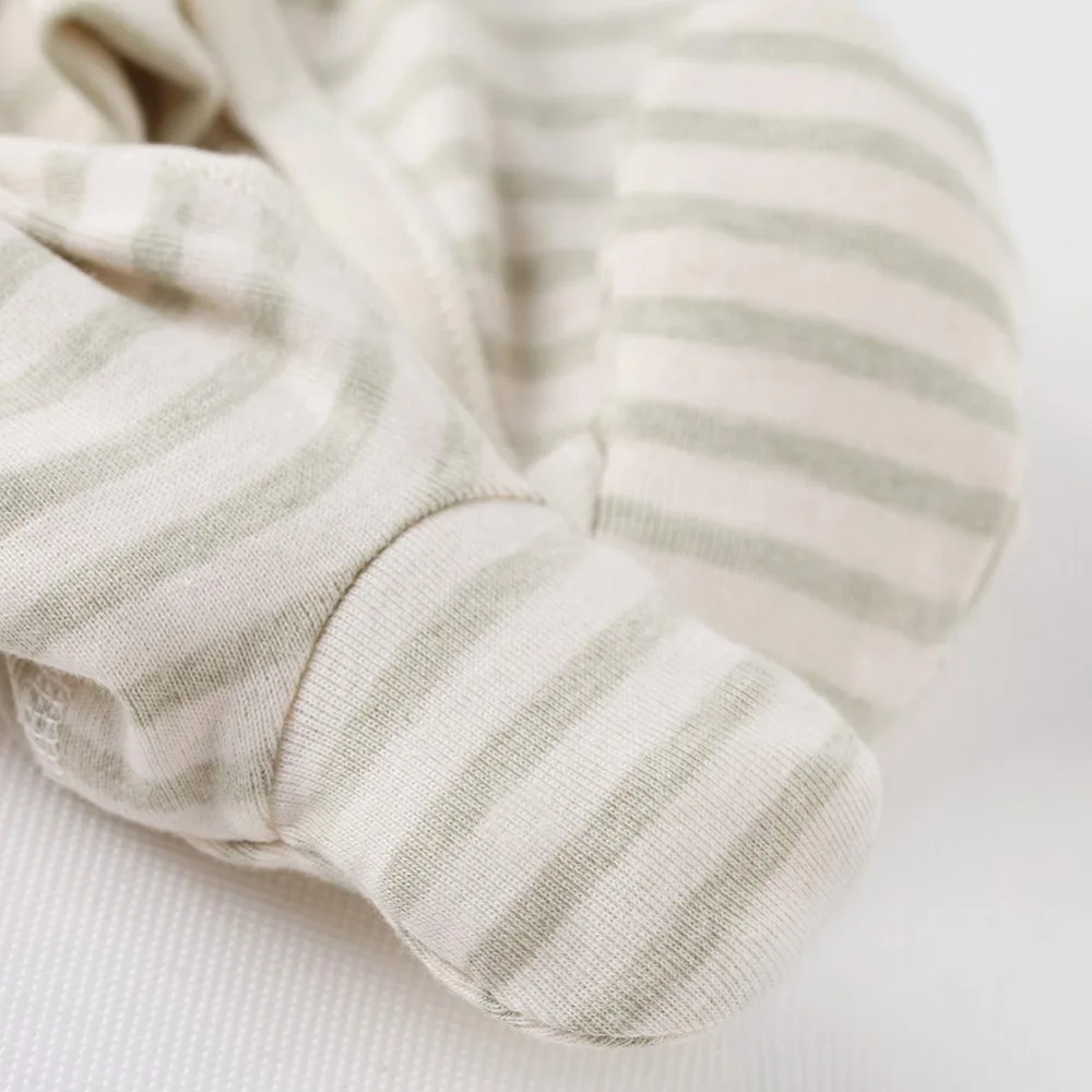COBROO/комплект из 2 предметов для маленьких мальчиков, спальное место с рукавицами, хлопок, полосатый и белый пижамный комплект для маленьких мальчиков 0-3 месяцев