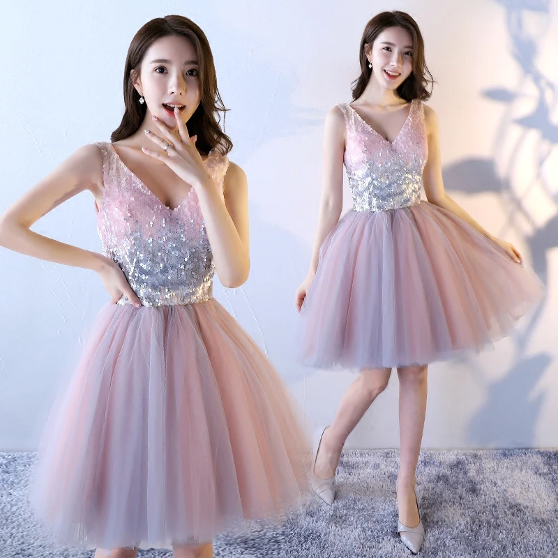Новые элегантные бальные платья с v-образным вырезом с аппликацией с блестками розовые вечерние платья с открытой спиной на шнуровке Coctel платье robe de soiree
