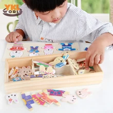 4x6 дюймов/комплект с мультипликационным принтом «кролик», «медведь Семья деревянные головоломки переодевания 3D кролик отрезная игрушка для детей Для мальчиков и девочек(S5