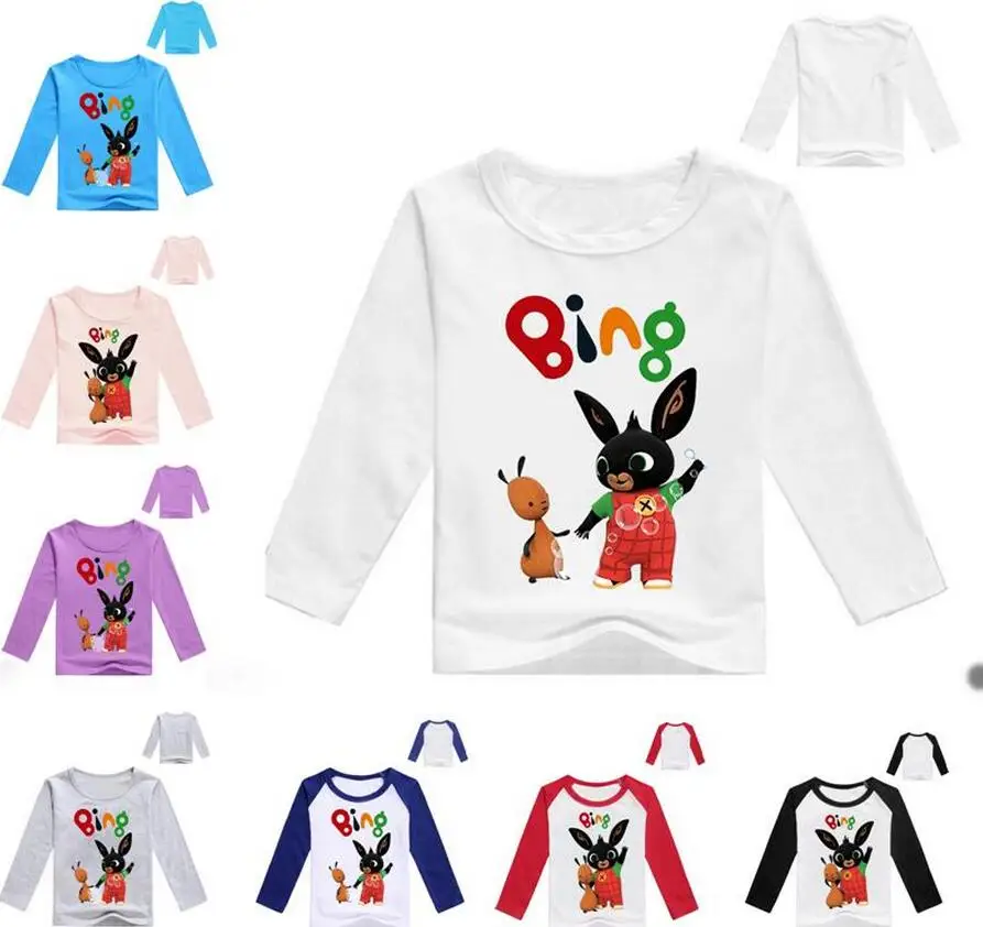 

2019 Spring Autumn Cartoon Print Bing Rabbit/Bunny Children Funny T shirt Kids Long Sleeve Tops Baby Boys/Girls Cute T-shirt