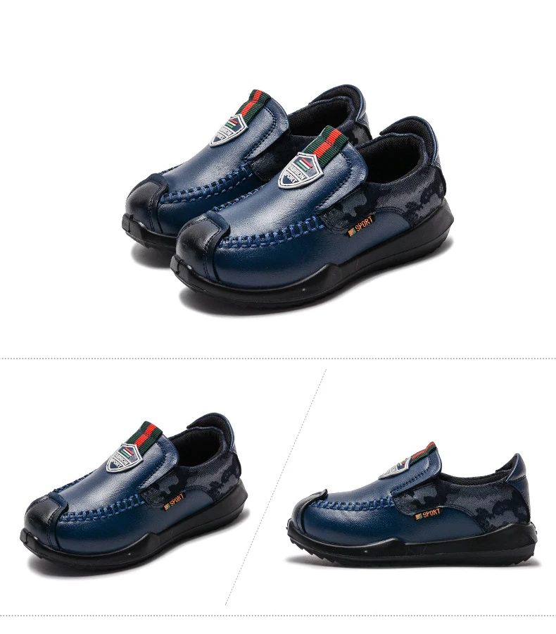 Весна-Осень, детская повседневная обувь из натуральной кожи, Высококачественная детская обувь на плоской подошве, черные ботинки школьные для мальчиков KS161