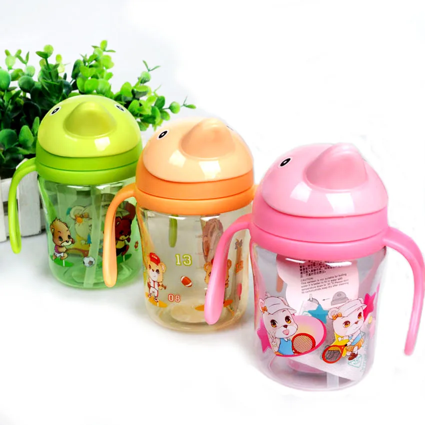 380ml Dolphin Kid Straw Cup with Handles Child Sippy Cups Children
