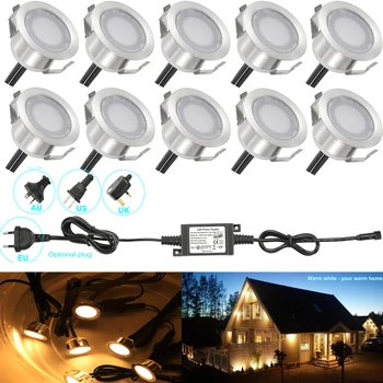 

10PCS Outdoor Step Deck Underground Paver Light Garden Yard Patio Waterproof Stainless Steel 12V Decoration LED Lighting Spot