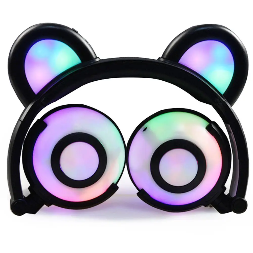 

Bluetooth Earphone Cat Ear Wireless Headphones microphone Flashing Glowing Headset With LED Light For PC Laptop Adult Kid