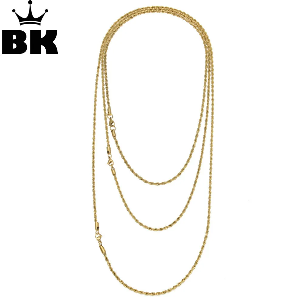 Hip Hop Stainless steel Rapper's 3mm 20/24/30&quot Rope Chain Mens Gold silver color Filled Chains Necklace | Украшения и