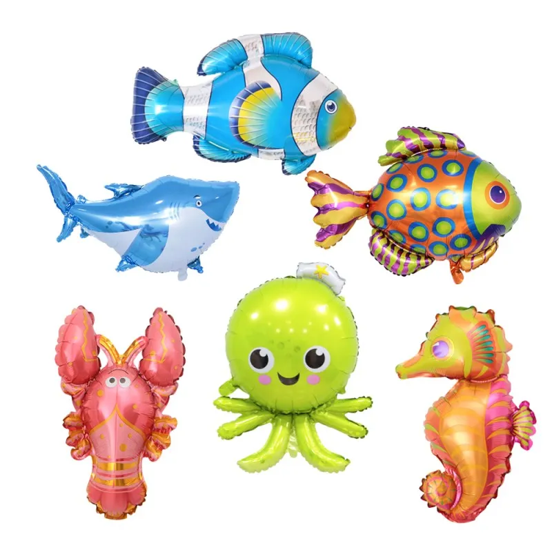 6 шт мини воздушные шары из фольги в виде животного День рождения украшения Дети океан рыбы шары надувные игрушки детский душ животные шарики для вечеринки