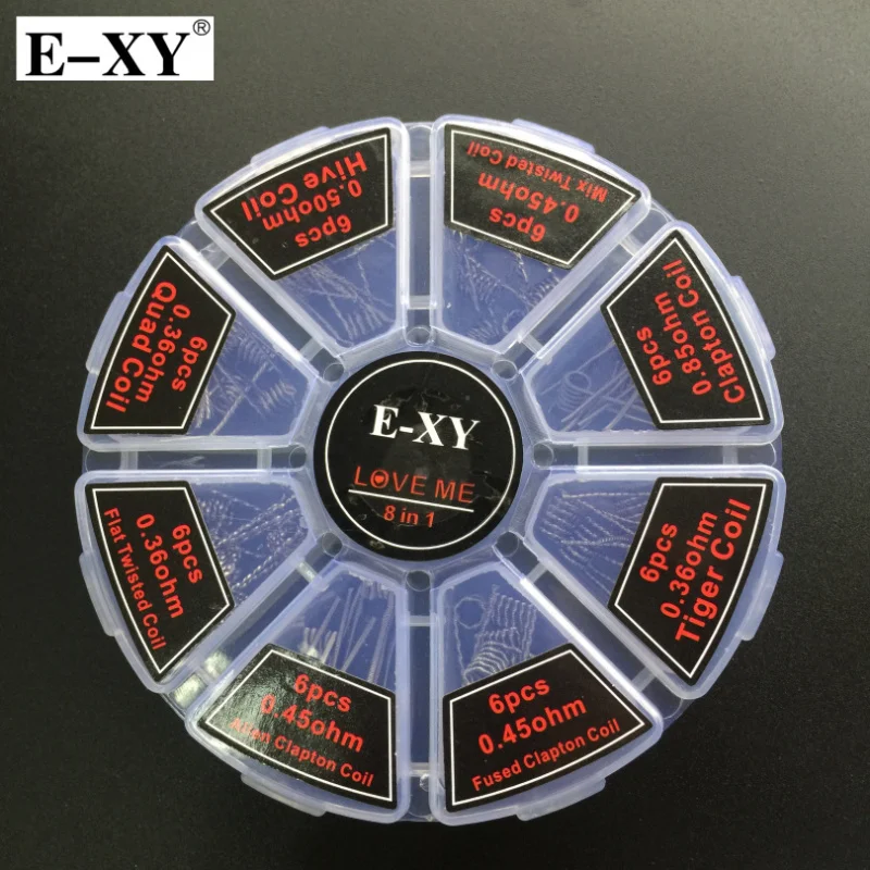 E-XY 8 в 1 комплект сборной катушки Hive Quad Tiger Fused Clapton Mix twisted premade провода распылитель diy RDA+ хлопок