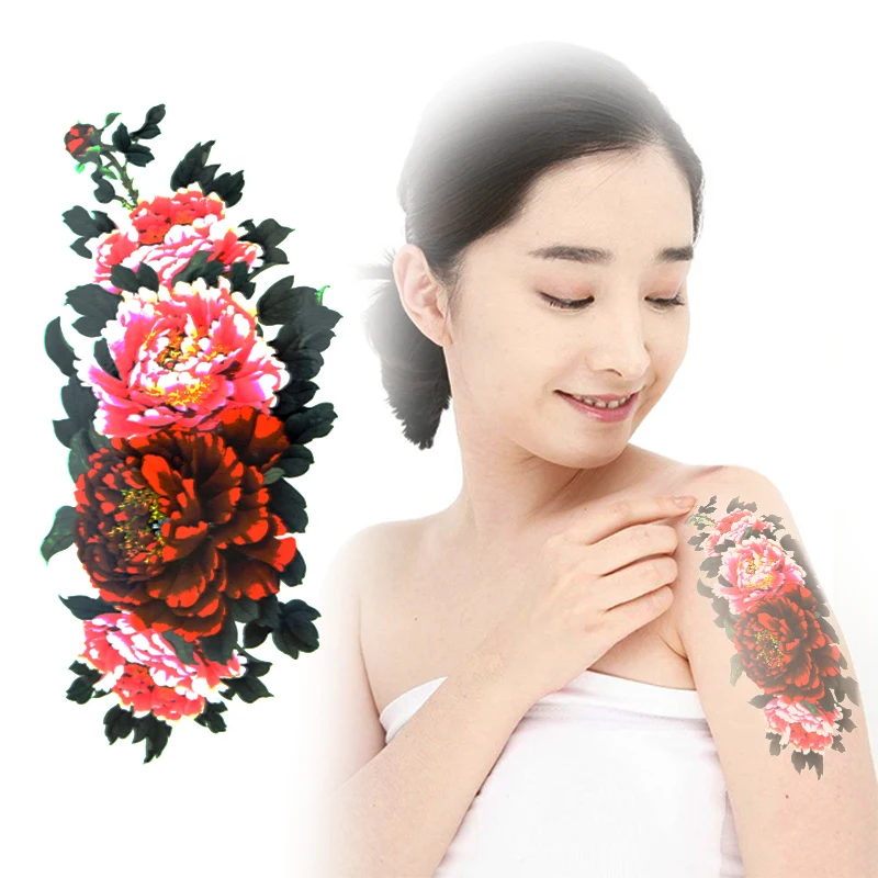  Fashion Waterproof Temporary Tattoo Stickers Peony Flower Tattoo ...