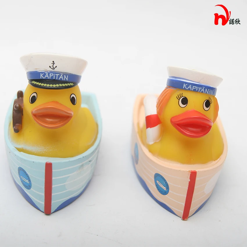 2 Pcs Kids Plastic Bath Toys Duck Floating Yellow Rubber Captain Ducks