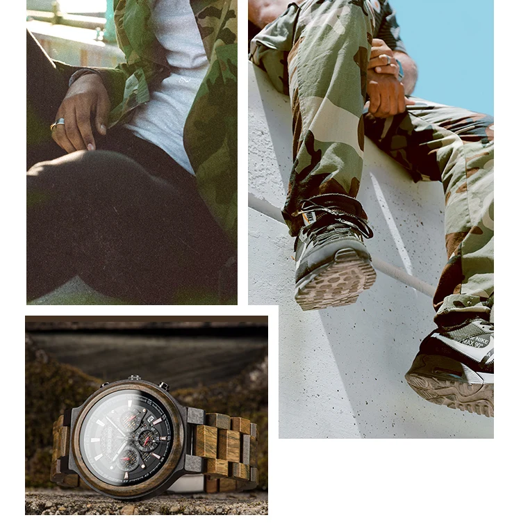 Бобо птица мужские часы персонализированные деревянные часы мужские для него ручной работы Легкий Хронограф Дата повседневные relojes военные