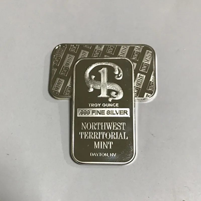 Perfect 100 pcs Non Magnetic Northwest TERRITORIAL mint coin brass core 1 OZ silver plated ingot badge 50 mm x 28 mm home decoration bar 4
