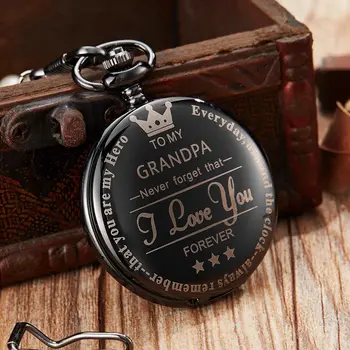 

Vintage Pocket Watch Mens To My Grandpa I Love You Smoothly Clock For Grandfather Pocket Watch Necklace Chain Father's Day Gifts