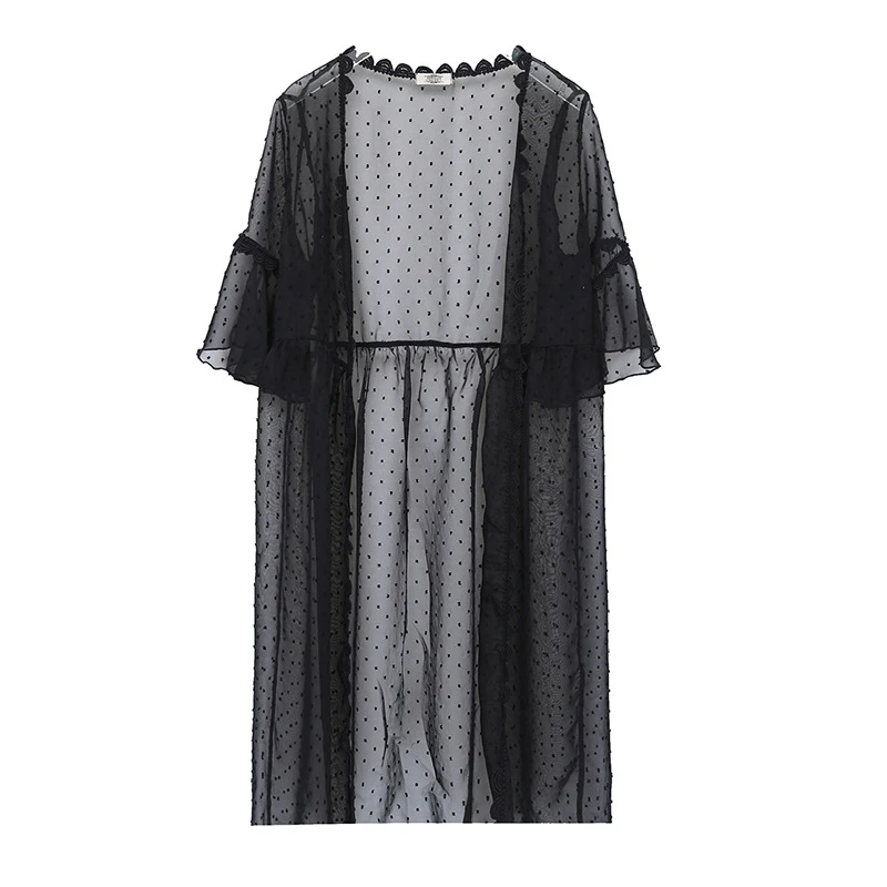 black chiffon cardigan