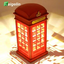 Новинка Настольная лампа перезаряжаемая сенсорная телефонная будка светодиодный ночник с регулируемой яркостью для украшение для детской спальни освещение