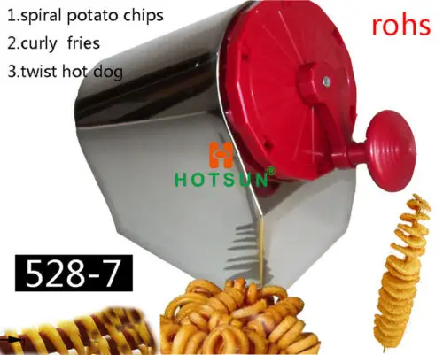 

Free Shipping Stainless Steel Manual Spiral Potato Chips Curly Fries Twist Hot Dog Cutter Slicer